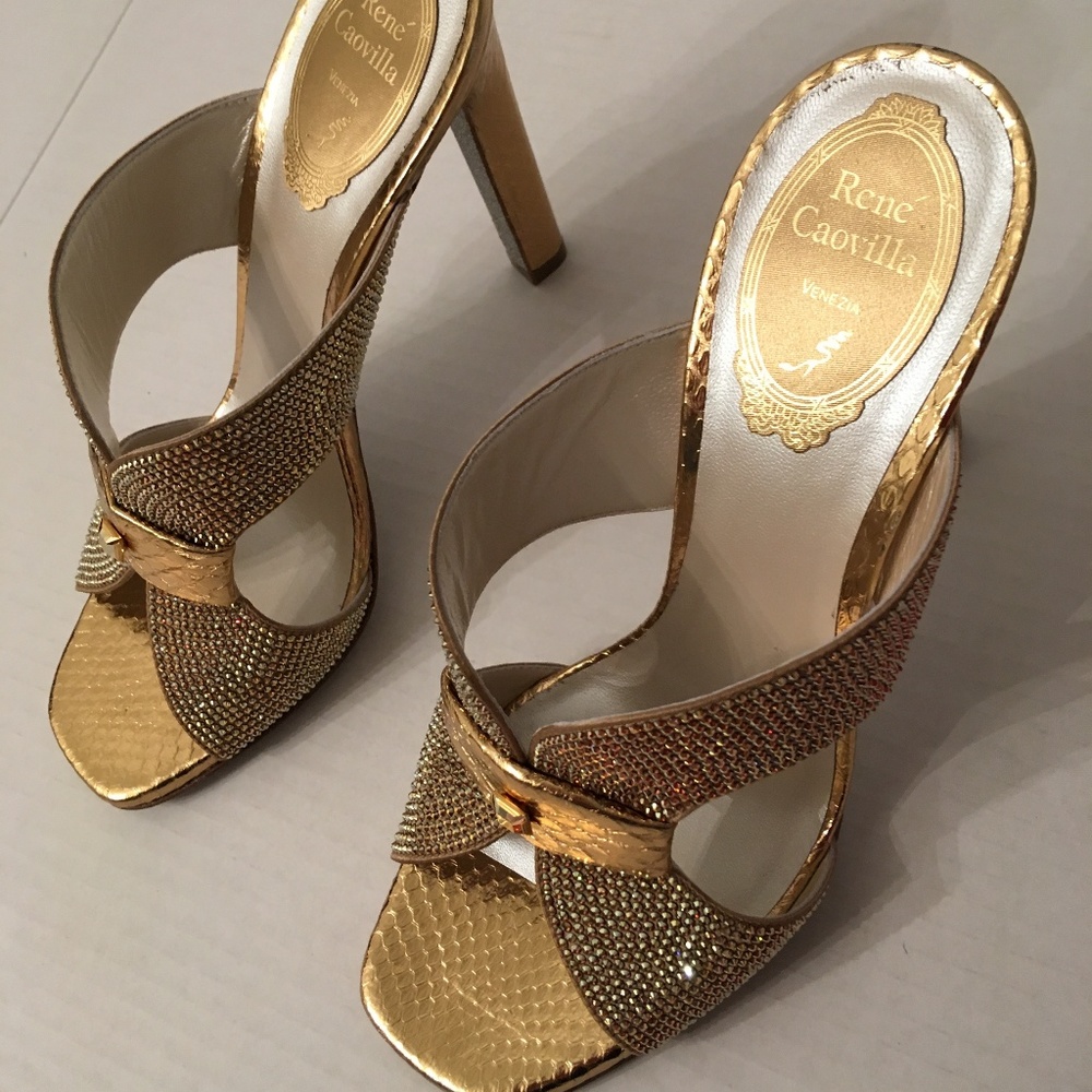 Golden Sandals by Rene Caovilla Size 8B